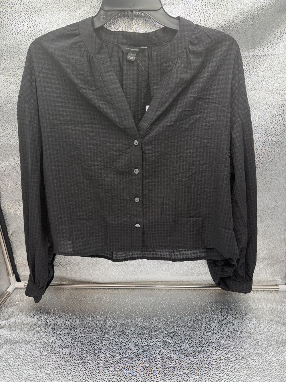 Banana Republic Jacquard Puff-sleeve Top-black